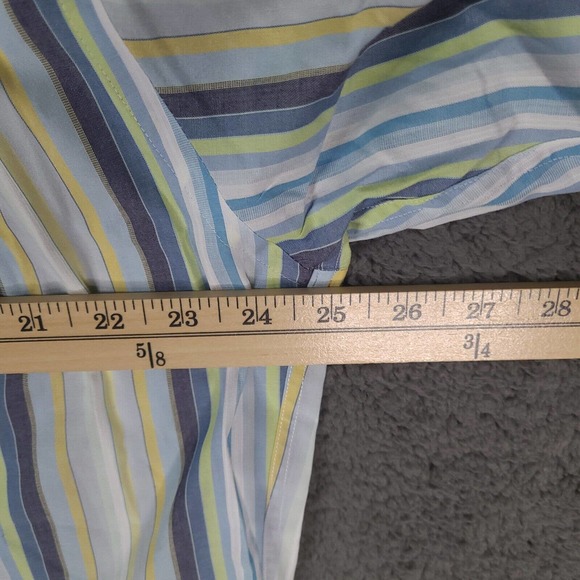 Bachrach Shirt Men's Large Blue White Striped Button Down Long Sleeve - Picture 10 of 12